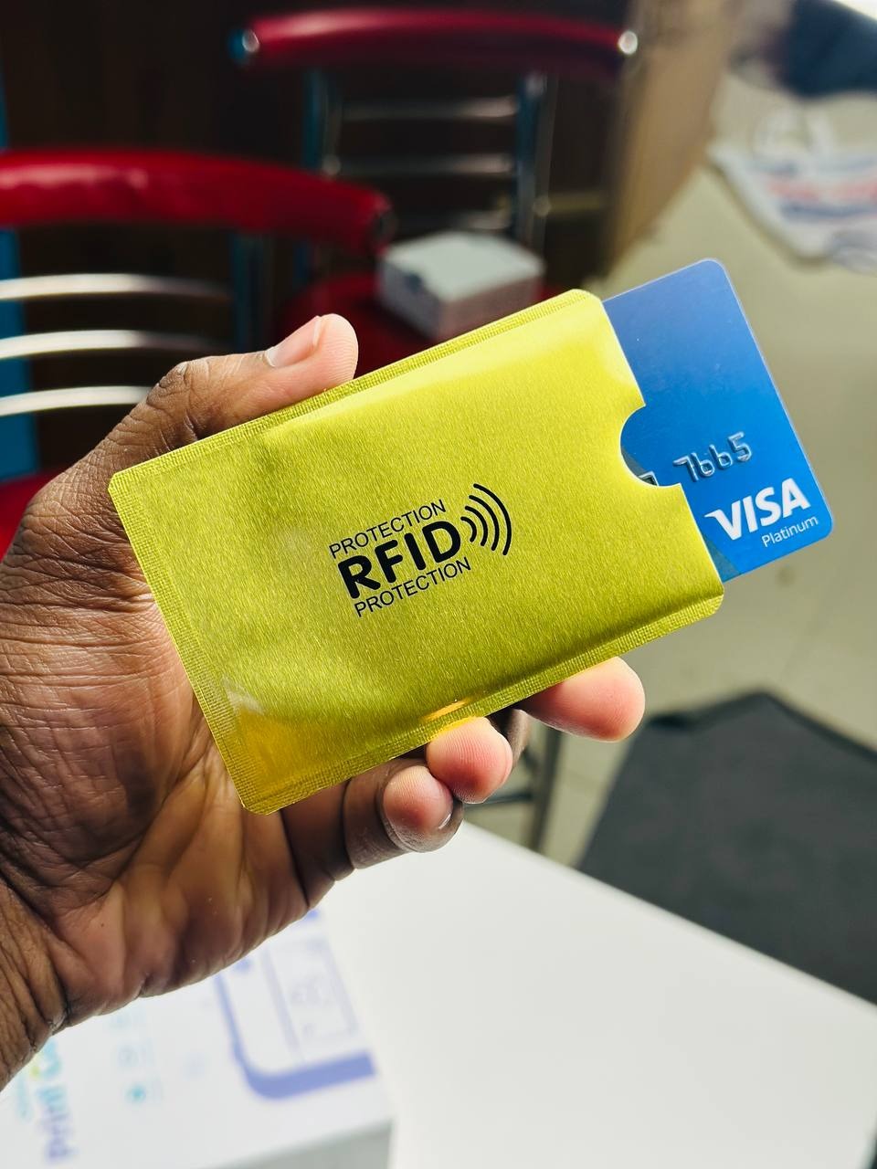 Anti Rfid Card Holder NFC Blocking Reader Case Protection Aluminium – 1pc – Golden
